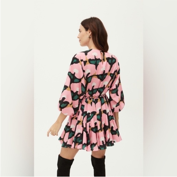 Rhode Dress Maryn Mini Long Sleeve Belted in Rose Bloom Pink - Picture 4 of 11